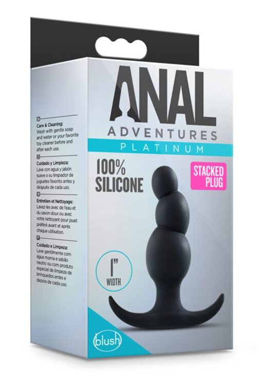 Anal Adventures Platinum Silicone Beaded Anal Plug Non Vibrating 1 Inch Width Black