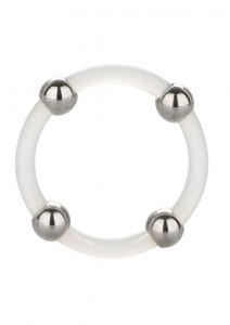 Steel Beaded Silicone Ring Lg