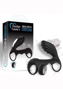 Doctor Loves Zinger Plus Vibrating Cock Cage Multi Speed Waterproof Silicone Rechargeable Remote Control Black
