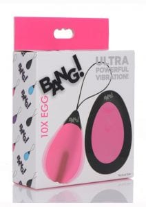 Bang 10X Rechargeable Silicone Vibrating Egg With Remote Control - Pink