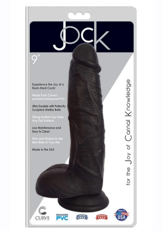 Jock Realistic Dildo With Balls 9in - Black