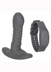Eclipse Wristband Remote Control Silicone Rechargeable Thrusting Rotator Probe - Gray