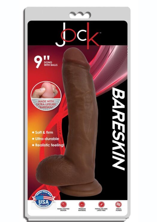 Jock Bareskin Realistic Dong With Balls 9in - Caramel