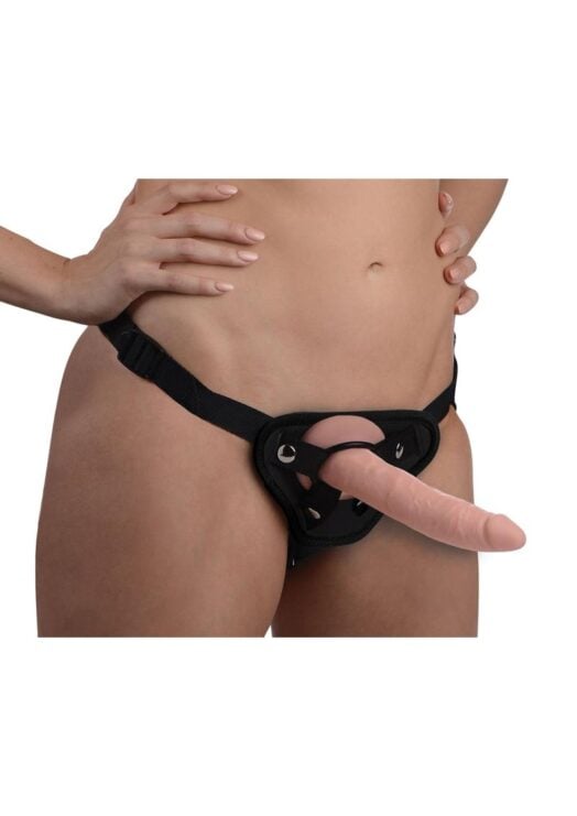 Strap-U Charmed Silicone Dildo With Harness 7.5in - Vanilla