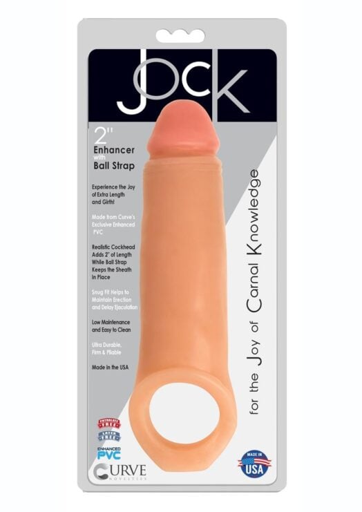 Jock Realistic Penis Enhancer With Ball Strap 2in - Vanilla