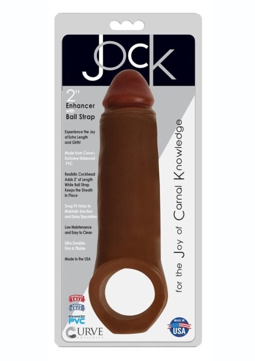 Jock Realistic Penis Enhancer With Ball Strap 2in - Chocolate