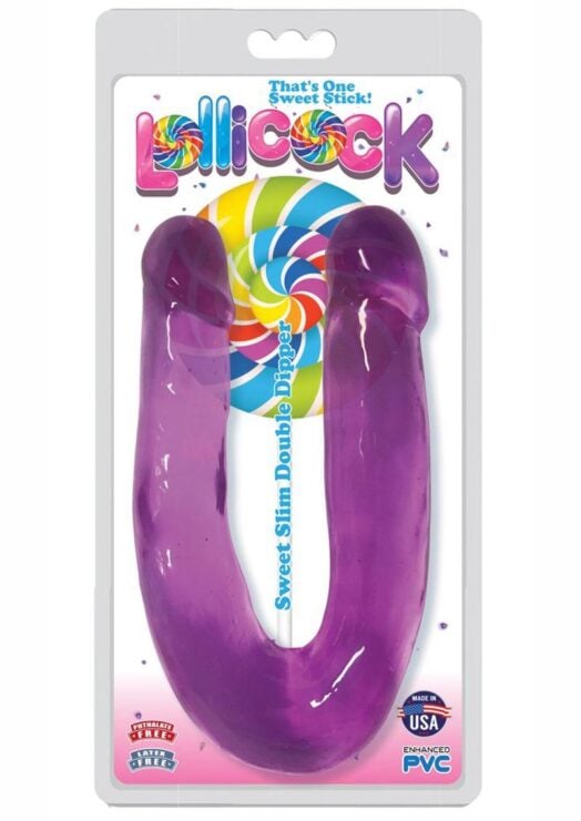 Lollicock Sweet Slim Double Dipper Double Dildo - Grape