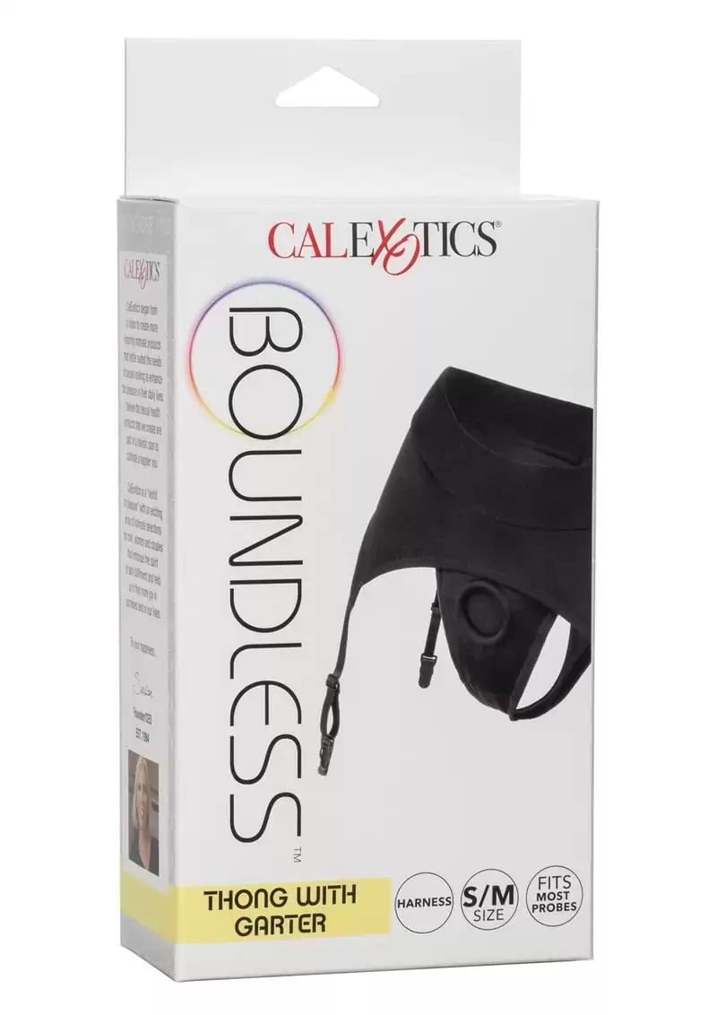 Boundless Thong With Garter Harness S/M - Black