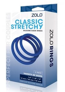 Zolo Stretchy Silicone Cock Ring (3 pack) - Navy