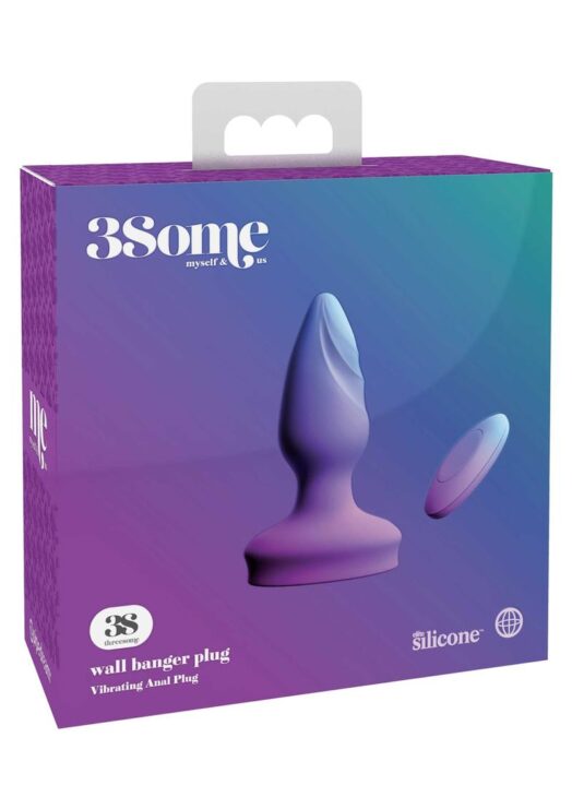 3Some Wall Banger Silicone Rechargeable Remote Control Anal Plug - Purple