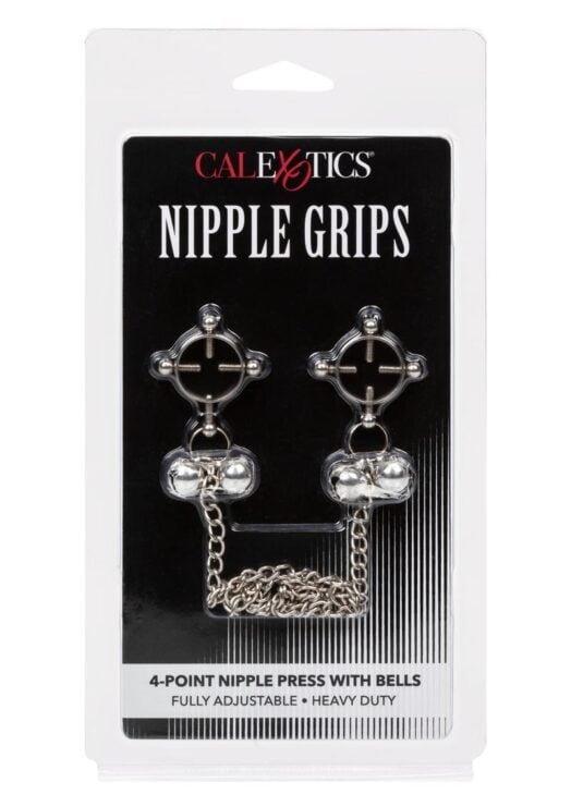 Nipple Grips 4-Point Nipple Press With Bells - Silver