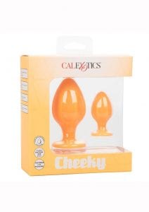 Cheeky Silicone Textured Anal Plugs Large/Small (Set of 2) - Orange