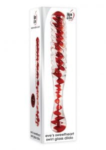 Adam andamp; Eve Eve`s Sweetheart Swirl Glass Dildo 8.9in - Clear/Red