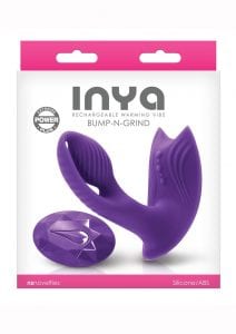 Inya Bump-N-Grind Silicone Rechargeable Warming Vibrator With Remote Control - Purple