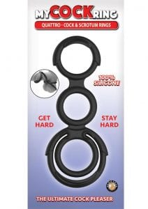 My Cockring Quattro Silicone Cock andamp; Scrotum Rings - Black