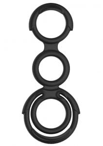 My Cockring Quattro Silicone Cock andamp; Scrotum Rings - Black