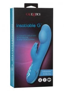 Insatiable G Inglatable G-Bunny Silicone Rechargeable Vibrator - Blue