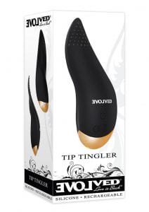 Tip Tingler Silicone Rechargeable Tongue Shape Vibrator - Black/Copper