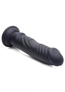 Zeus Vibrating andamp; E-Stim Rechargeable Silicone Dildo With Remote Control 7.9in- Black