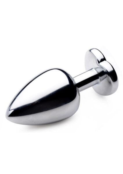 Booty Sparks Black Heart Gem Anal Plug - Large - Black/Silver