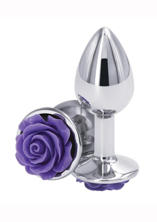 Rear Assets Rose Aluminum Anal Plug - Small - Purple