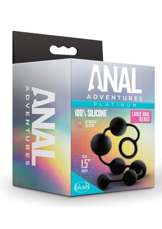 Anal Adventure Platinum Silicone Large Anal Beads - Black