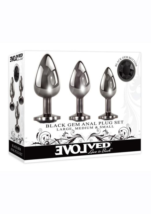 Black Gem Anal Plug Set - 3 Piece