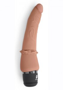 Powercocks Silicone Rechargeable Slim Anal Realistic Vibrator 7in - Mocha