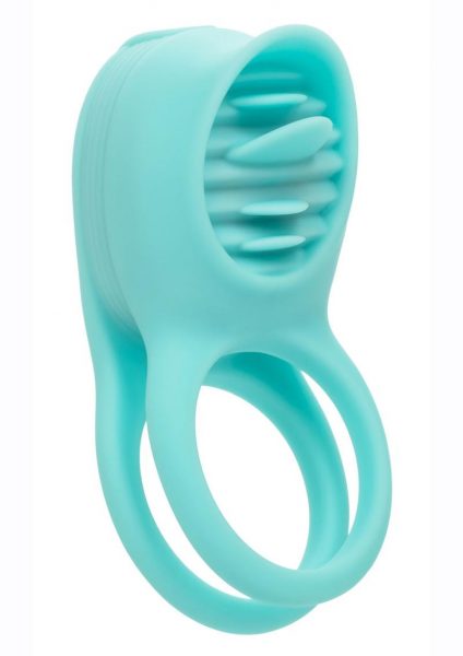 Silicone Rechargeable French Kiss Enhancer Couples Vibrator - Blue