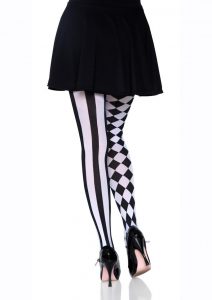 Leg Avenue Harlequin Pantyhose - O/S - Black/White