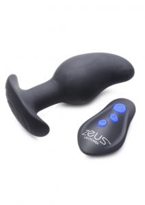 Zeus Vibrating andamp; E-Stimulating Silicone Rechargeable Prostate Massager With Remote Control - Black
