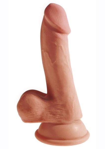 King Cock Plus Triple Density Dildo With Balls 6.5in - Caramel