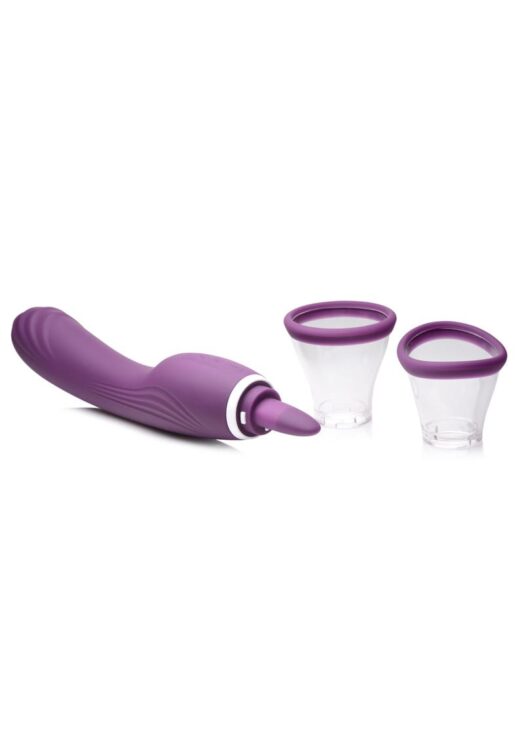 Inmi Shegasm Rechargeable Silicone Licking andamp; Sucking Vibrator - Purple