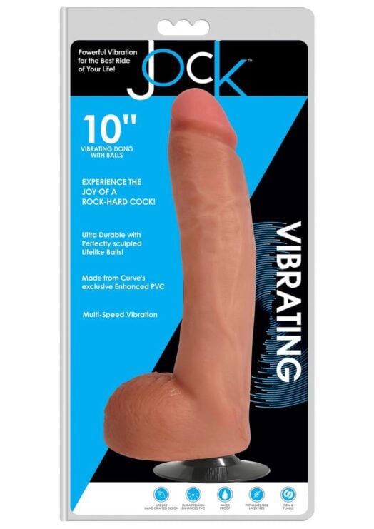 JOCK Vibrating Dildo With Balls 10in - Vanilla