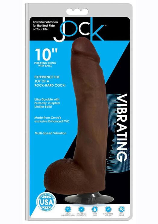 JOCK Vibrating Dildo With Balls 10in - Chocolate