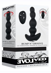 Bump N` Groove Rechargeable Silicone Anal Plug With Remote Control - Black
