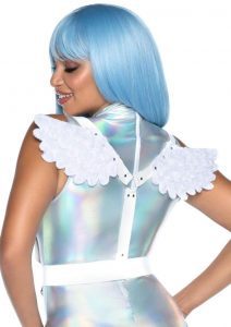 Leg Avenue Furry Angel Wing Body Harness - O/S - White