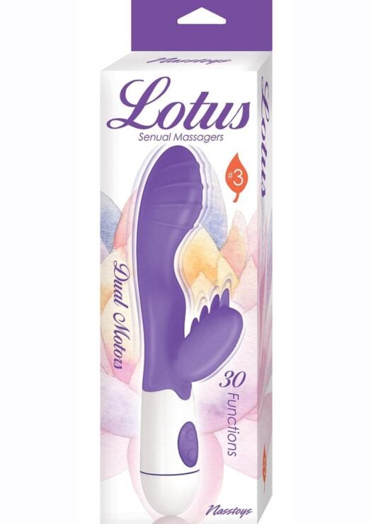 Lotus Sensual Massager #3 Silicone Vibrating Rabbit - Purple/White