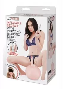 Lux Fetish Inflatable Sex Ball With Vibrating Realistic Dildo and Remote Control - Pink