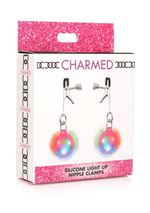 Charmed Silicone Light-Up Nipple Clamps - Pink