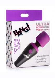 Bang! 10X Vibrating Mini Rechargeable Silicone Wand Massager- Purple