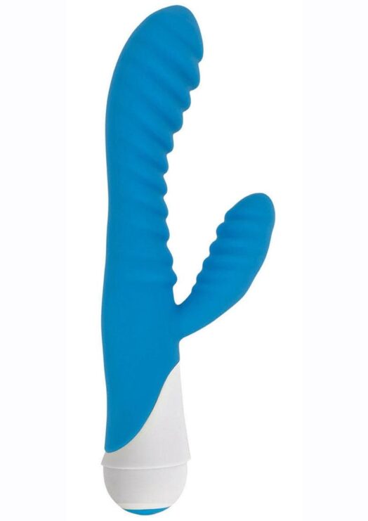 Gossip Celia 20x Ribbed Silicone Rabbit Vibe - Blue