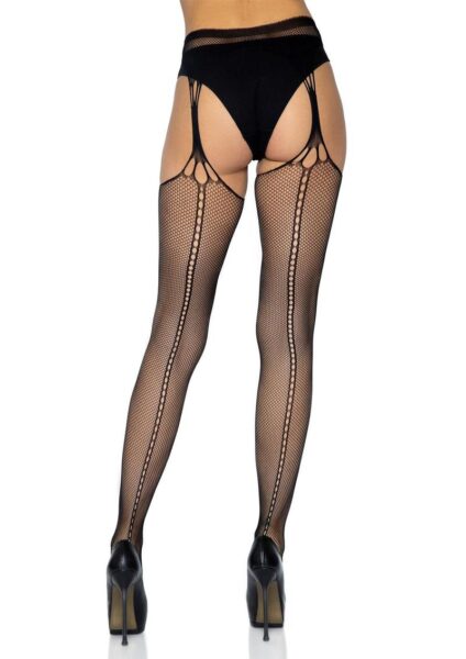 Leg Avenue Scale Net Suspender Hose - O/S - Black