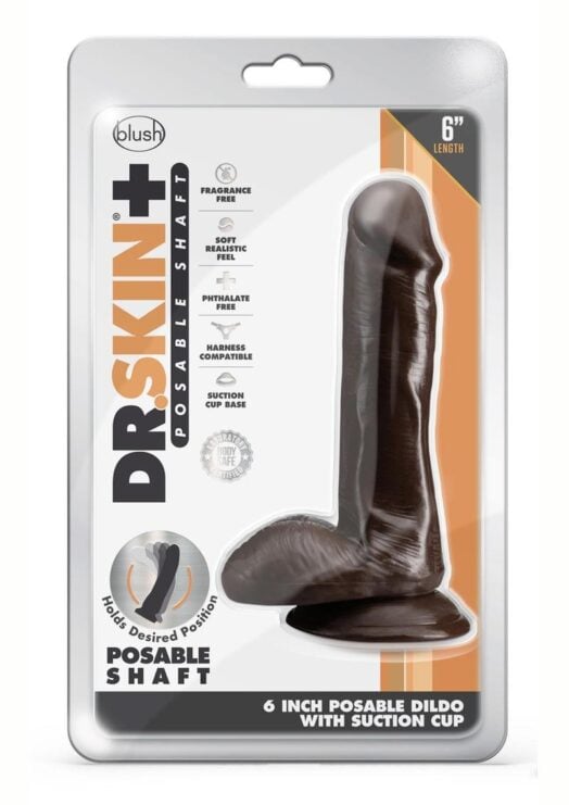 Dr. Skin Plus Posable Dildo 6in - Chocolate