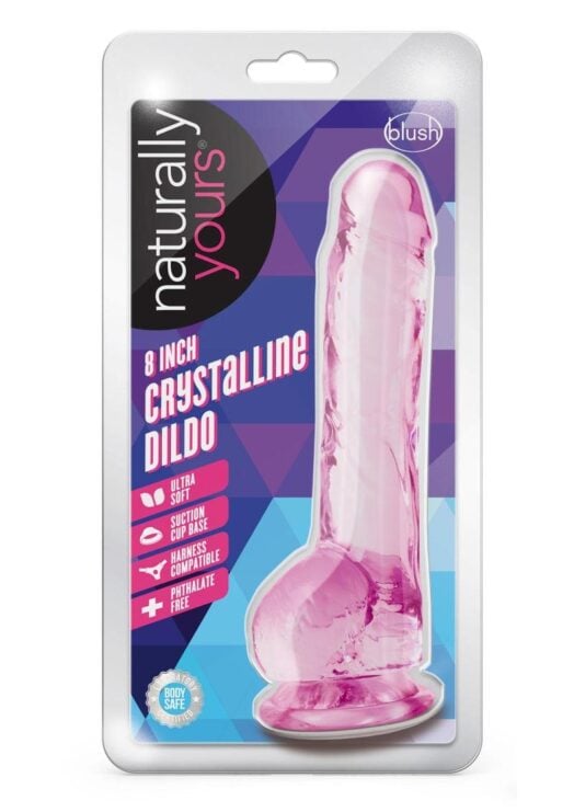 Naturally Yours Crystalline Dildo 8in - Rose