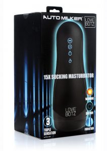 LoveBotz Handheld Milker Rechargeable 15X Sucking Masturbator - Black