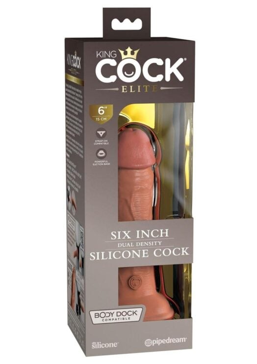 King Cock Elite Dual Density Silicone Dildo 6in - Caramel