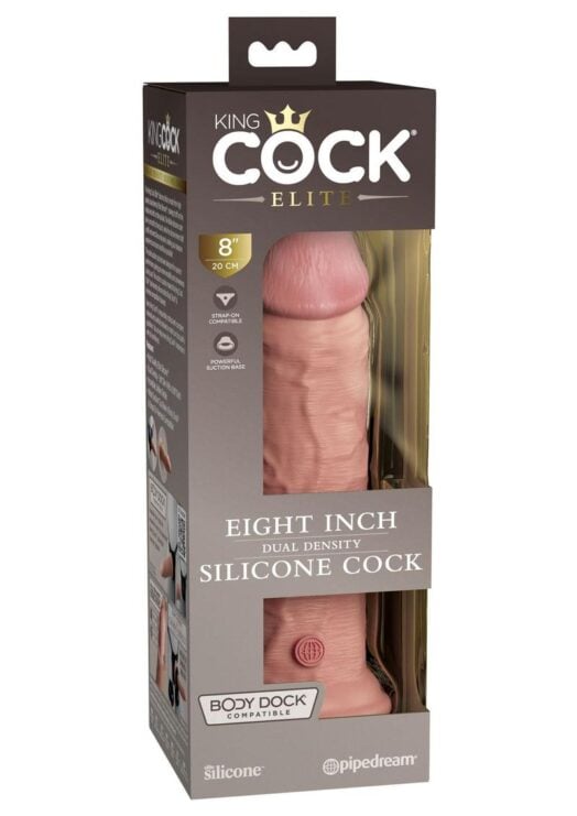 King Cock Elite Dual Density Silicone Dildo 8in - Vanilla