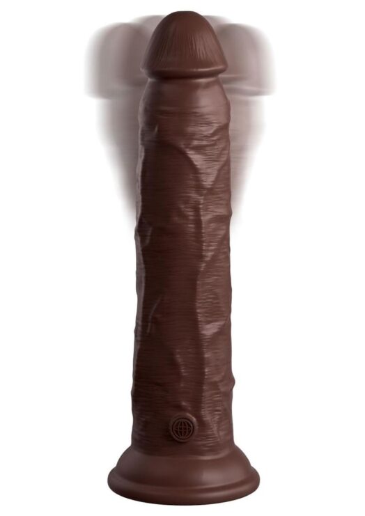 King Cock Elite Dual Density Vibrating Rechargeable Silicone Dildo with Remote Control Dildo 9in - Chocolate