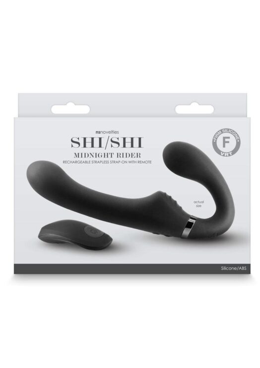 Shi/Shi Mignight Rider Rechargeable Silicone Dual End Strapless Strap-On - Black